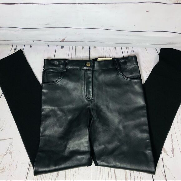 Nicole Miller Artelier Leather Pants Black 8 - Picture 5 of 9